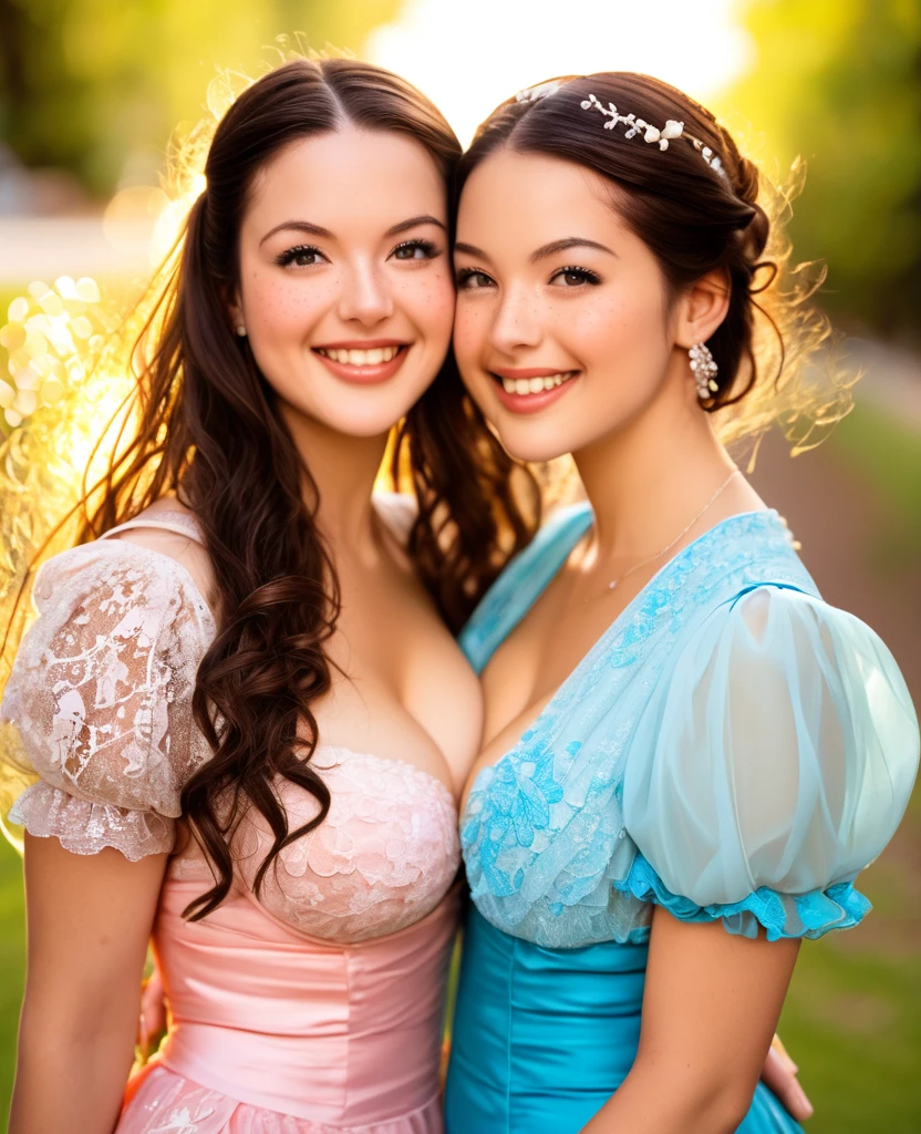 Hay una mujer de pie junto a una mujer con un vestido,(((NSFW))), Magali Villeneuve y Monet, romantic storybook fantasy, Fairytale fantasy, molestar, Rococo style dress, Elegante cosplay glamuroso, guapo, cuentos, parodia, Plano amplio del libro de cuentos :: Disco duro, Estilo de libro de cuentos, fantasy fairytale story, romance novel cover, Rococo Queen