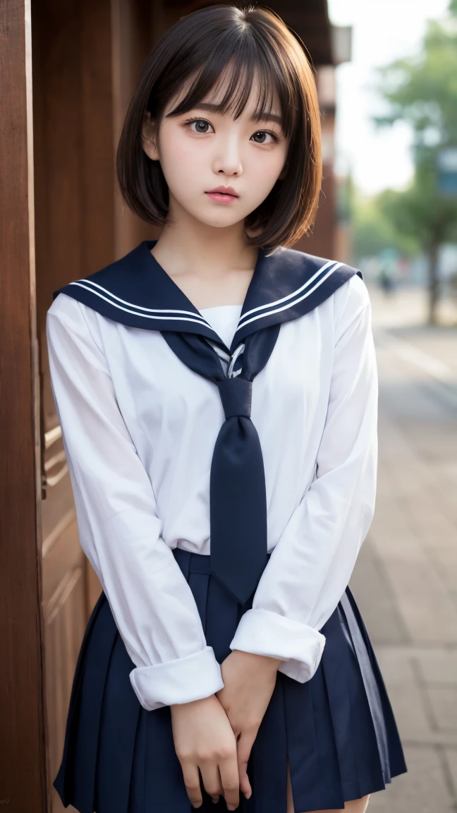 Black Hair、(School-designated sailor uniform:1.3)、short hair、hair accessory、Laugh a little、See-through、High-quality panties available、(Highest quality,masterpiece:1.3,Ultra-high resolution,),(Ultra-detailed,Caustics),(Photorealistic:1.4,RAW shooting,)Ultra-Realistic Capture,Very detailed,High resolution 16K human skin closeup。 The skin texture is natural、Detailed face and eyes、Knee Up、Sit on the stairy hair sways in the wind、Seductive pose、