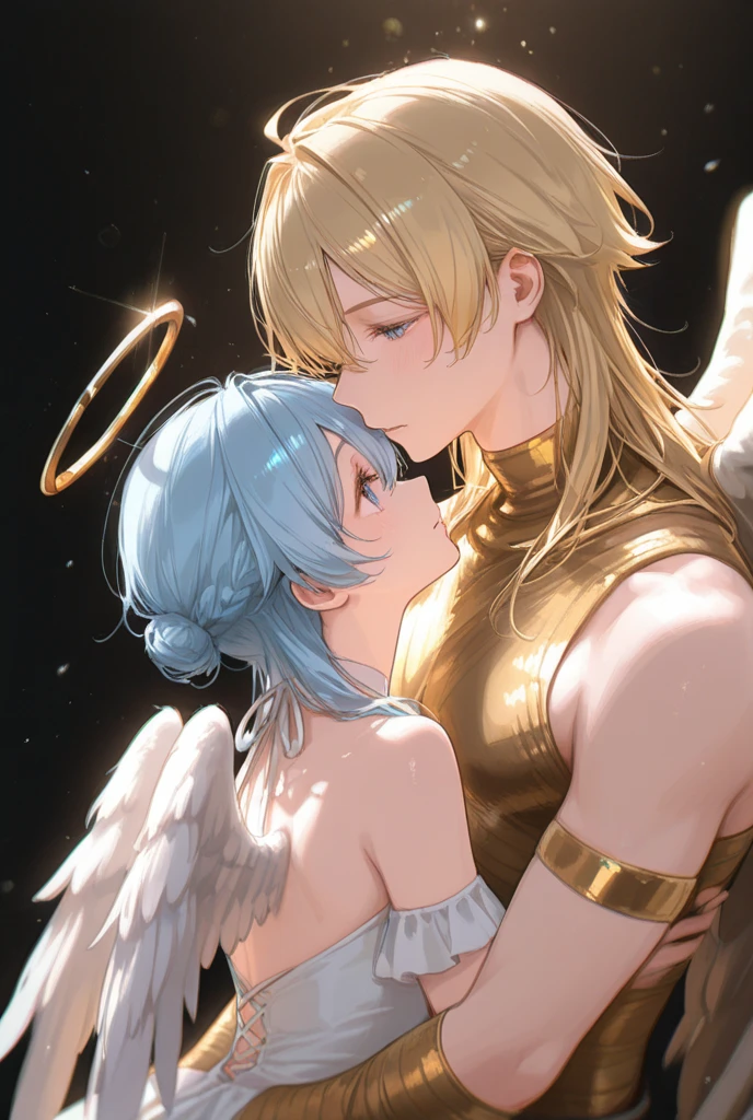 demonesses do blowjob, 2 demonesses, horns, wings, blue hair, purple hair, big breasts, white skin, licking breasts, rapes, lesbian,