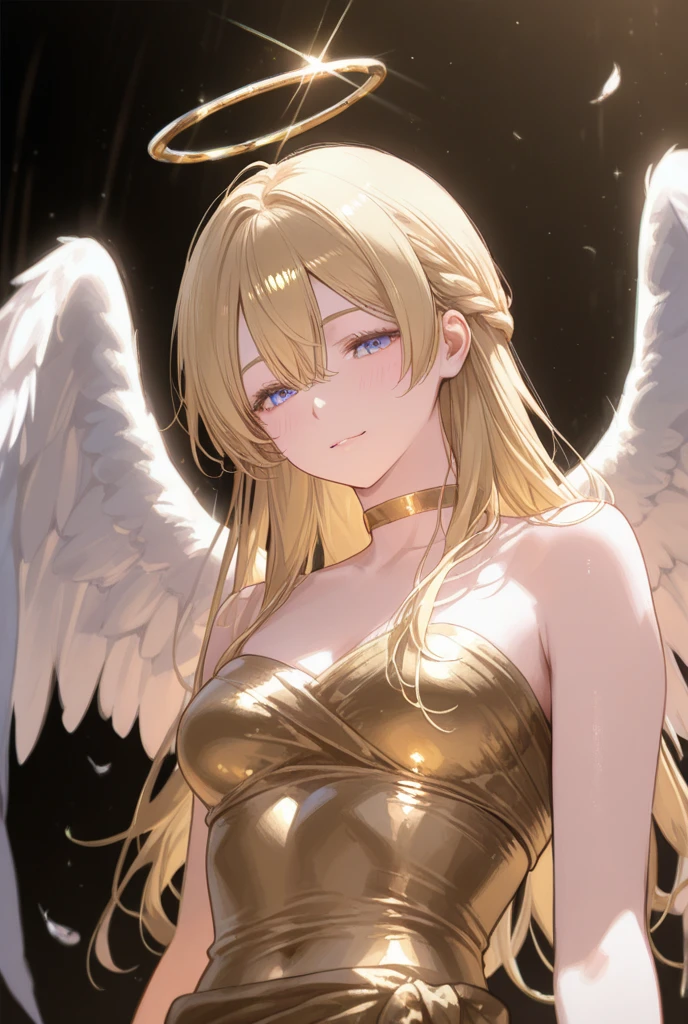 (((Browsing Caution))), masterpiece, 8k, whole body,Are standing, girl, Small breasts, , Angel,Lightの羽, null, Light, god々Shii, まぶShii, blonde, ((Nipples)), Shine, 逆Light, Flare, Bokeh