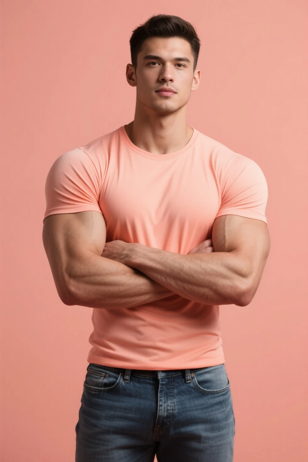 A 28 year old boy in tank top under vest and red colour stripline on tank top under vest and were black trunk underwear and red colour stripline on trunk underwear
