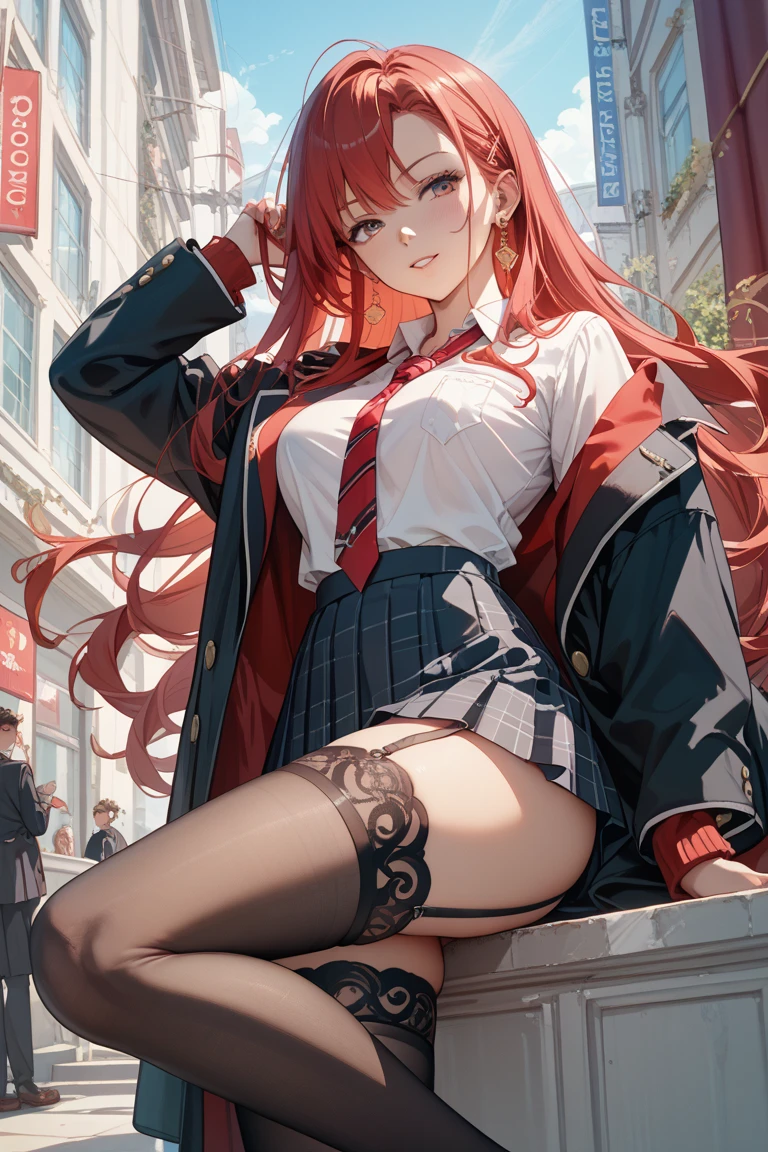 best qualityer,tmasterpiece,Ultimate resolution,downy,Extremely colorful,mature pretty woman,(JK school uniform),neck bowtie,Plaid skirts,(Beauty severed head),Normal posture,Redlip,(Kneeling pose)(Point at you with your ass),shackle,behead,Collar,handcuff,Anklets,(white stockings),Mary Jane shoes,Normal posture