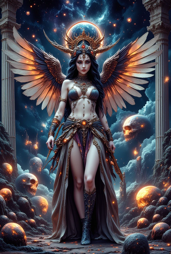 (Full body image: 1.9)、Very beautiful young angel、With very large white angel wings:1.5、Wearing white clothes、Breathtakingly beautiful朝の空に浮かんでいます:1.5、詳細なCinematic lighting、Intricately detailed angel features、光りShineEther-like肌、FunctionalでCharmな流れるような銀髪、long flowing hair、Perfect proportions、Translucent skin、Detailed face、Detailed eyes、Detailed lips、Delicate facial features、Ether-like、Shine、Calm expression、Dynamic angel pose、Ancient Mystical Beingysteries of the Universe、Surreal、Fantasy、Charmなポーズ、erotic、Functional、erotic、Provocative、Provocative、close、Charm、Functional、Shiny skin、Perfect Skin、Perfect body、elegant、elegant、Female、Charm、Enchanting、Charm、Impression、wonderful、Breathtakingly beautiful、Cinematic lighting、Dramatic lighting、Chiaroscuro Lighting、High-end digital art、masterpiece、Concept Art、Very detailed、Very detailed、 8K、Highest quality、Surreal、Real、EdobHorrorLandscape