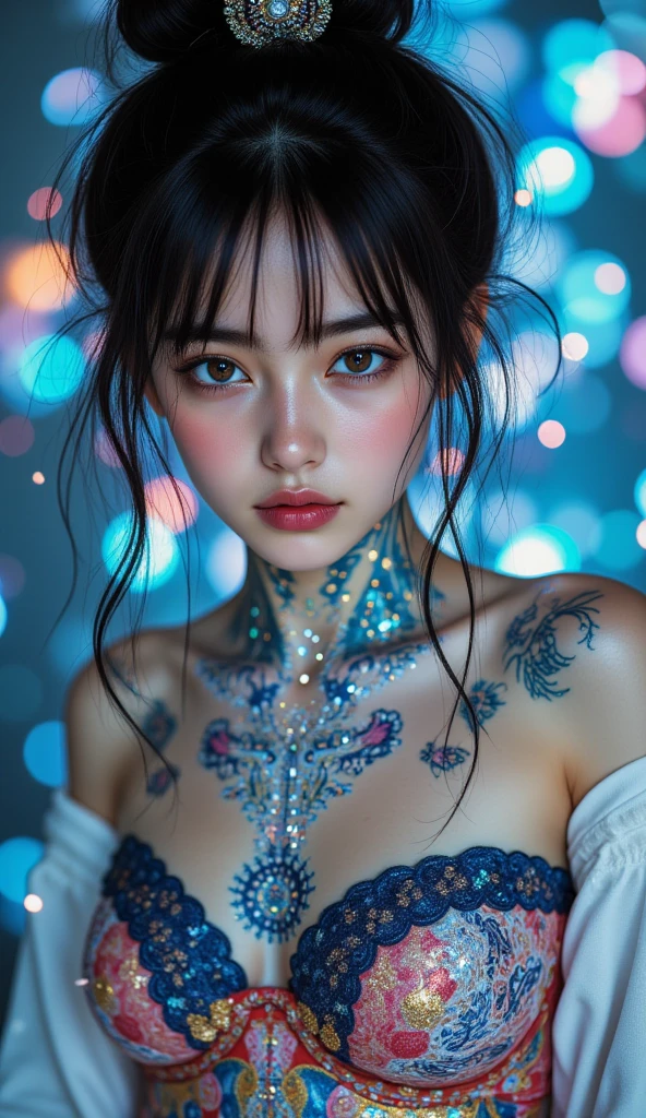 whole body,Official Art, unity 8k wallpaper, Super detailed, beautifully、aesthetic, masterpiece, Highest quality, (close, Face Focus:1.2), (zenTangle, Mandala, Tangle, enTangle), (Fractal Art:1.3) , One girl, Very detailed, Dynamic Angle, The most beautiful form of chaos, elegant, Brutalist design, Vibrant colors, Romanticism, James Jean, Robbie Dowie Anton, Ross Tran, Francis Bacon, It was freezing cold, Adrian&#39;s genius, Petra Cortright, Gerhard Richter, takato yamamoto, Ashley Wood, Atmospheric, Ecstasy of Musical Notes, I can see the flowing notes,
