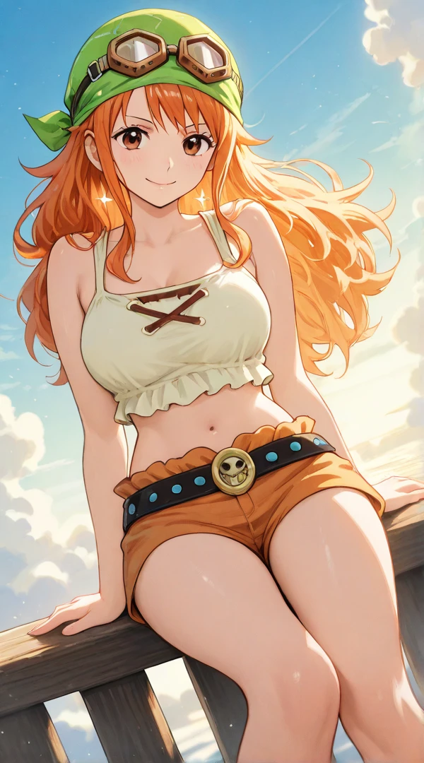 Nami one piece, Smiley Face,(Orange Eyes),(jeans)