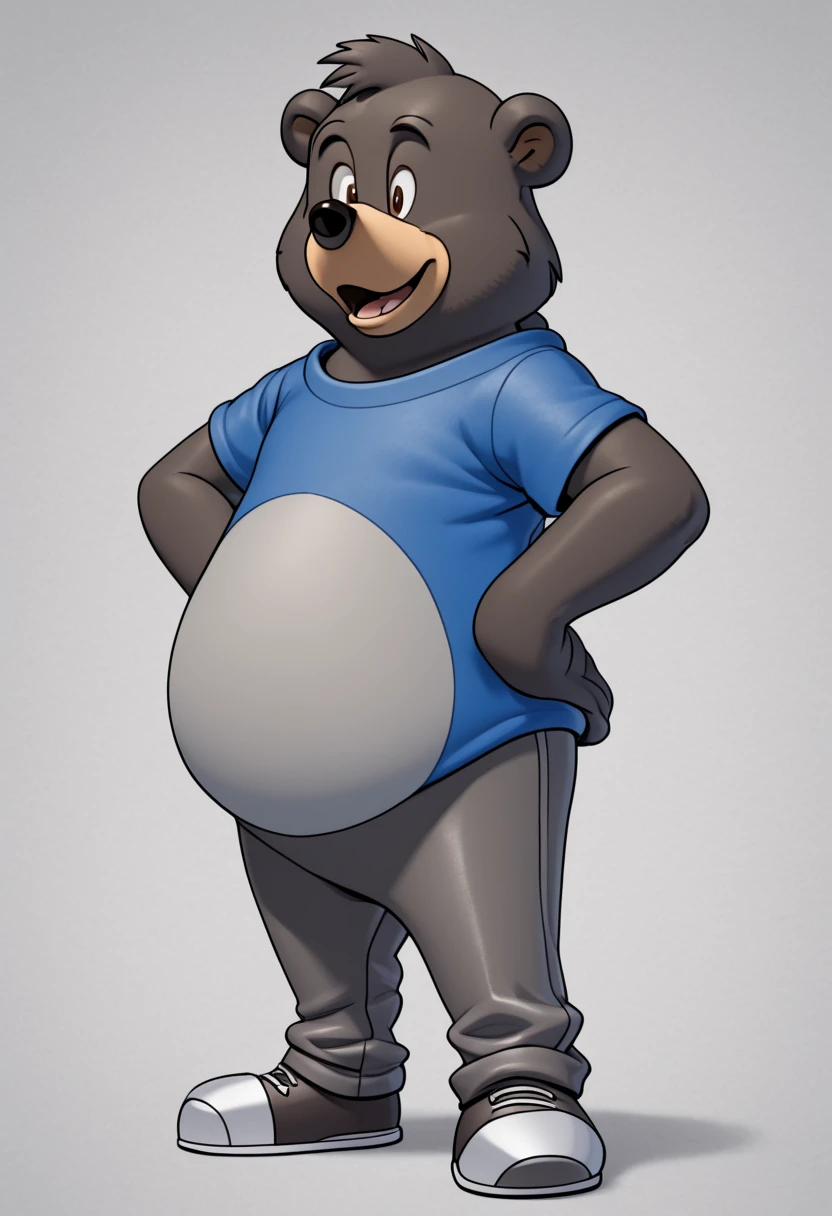 cartoon seal dressed like WWE wrestler Tito Santana.Cartoon seal body. Cartoon seal face. Cartoon seal arms. Cartoon seal hands. Cartoon seal legs.
Brown wavy hair.
White underwear. White wrestling boots.