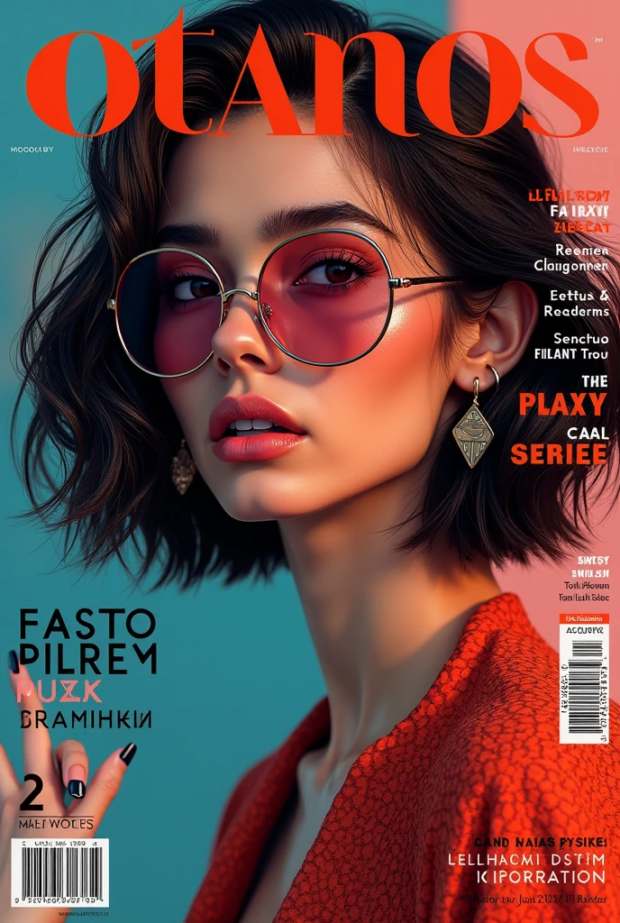 (masterpiece:1,2, best quality), (magazine cover), (colorful Magazine cover abundant with text), vibrant, eye-catching paintings, Comic cover style, glamorous, enticing, stylish, chic, high-fashion, captivating, elegant, trendy, fashionable, radiant, attention-grabbing, dazzling, sophisticated, stunning, dramatic, bold, Featured is Abigail, a graceful figure from Singapore, ((who embodies the essence of elegance and charm)), (((She boasts a slim stature, standing at 1.67 meters and weighing around 55 kilograms, epitomizing the fashion model-like beauty))), (Her hair is long, wavy chestnut), (Her eyes are striking and green, thanks to contact lenses), ((and a physique with a flat abdomen, a peachy posterior, and perfectly round, perky C-cup breasts)), accentuated by her modest demeanor, (((She is wearing a Balmain Mini Sequin-Embellished Dress, paired with Christian Louboutin 'So Kate' Pointy Toe Pumps))), She accessorizes with a Cartier Love Bracelet in Yellow Gold, and carries an Hermes Kelly Mini II Bag in Rouge Casaque Epsom Leather, (exceptionally detailed:1.3),super finely detailed hands, ultra finely detailed fingers(((ten fingers))), (posing elegantly), (full body showcase), (show full body), (no logos in the background).