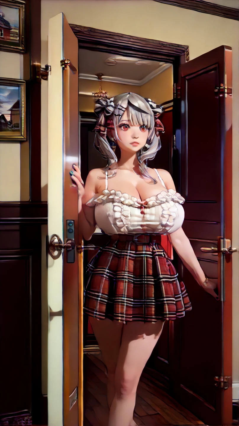 score_9,score_8_up,score_7_up, big breasts, beautiful Woman, ((silverhead, sad)), (((bare_shoulder_tubetop))), (((lace_pencil_skirt))), fullbody shot, (((pov, breasts on camera)))