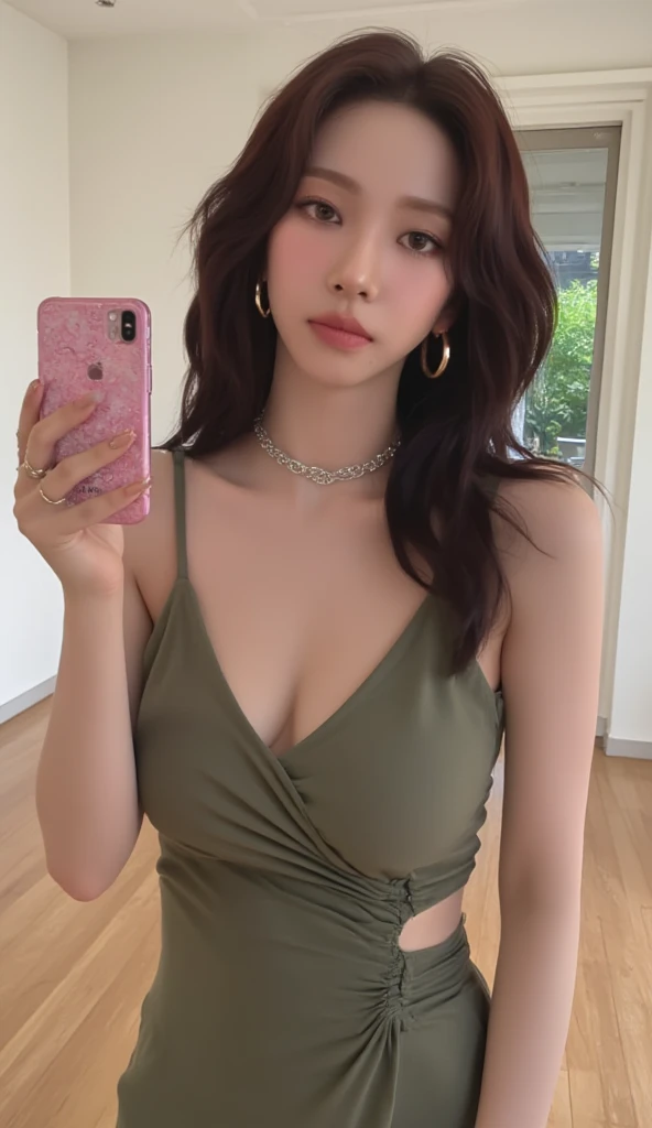 ((Top image quality、8k、​masterpiece：1.3))、full bodyesbian、Focus sharpness：1.2、Beauty with outstanding style：1.4、Slender abs：1.2、((Brown hair、huge tit：1.2))、Halter neck dress:1.1、(s Office:1.1)、Highly detailed facial and skin texture、A detailed eye、二重まぶた、body dress、Tight clothes、skiny body、Sheer clothes、Pin-high heels