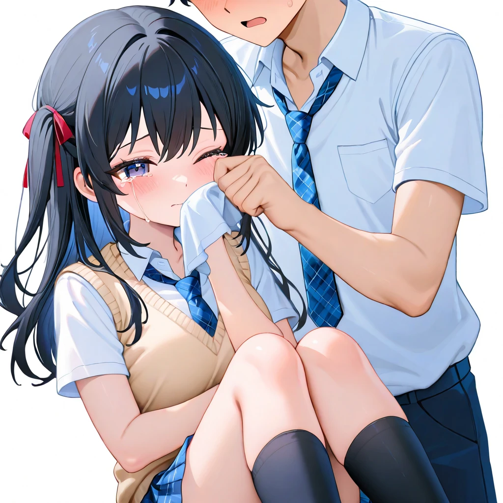 Station ticket gates、A man in a suit groping a schoolgirl's and buttocke shirt that fits her no-bra 、Blue and white striped skirt、Her skirt flips up to revher cute white underwear、Bare legs and leather shoean in white suit