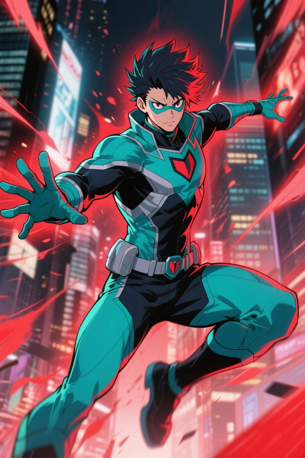 One, beautiful, 1 man, tall, with a sporty body, V-shaped body, black-bard Britannia suit with bloody elements, red veins on the arm, bloody details, model hair, short hair, black hair, blood red eyes, neon eyes, red threads, black light