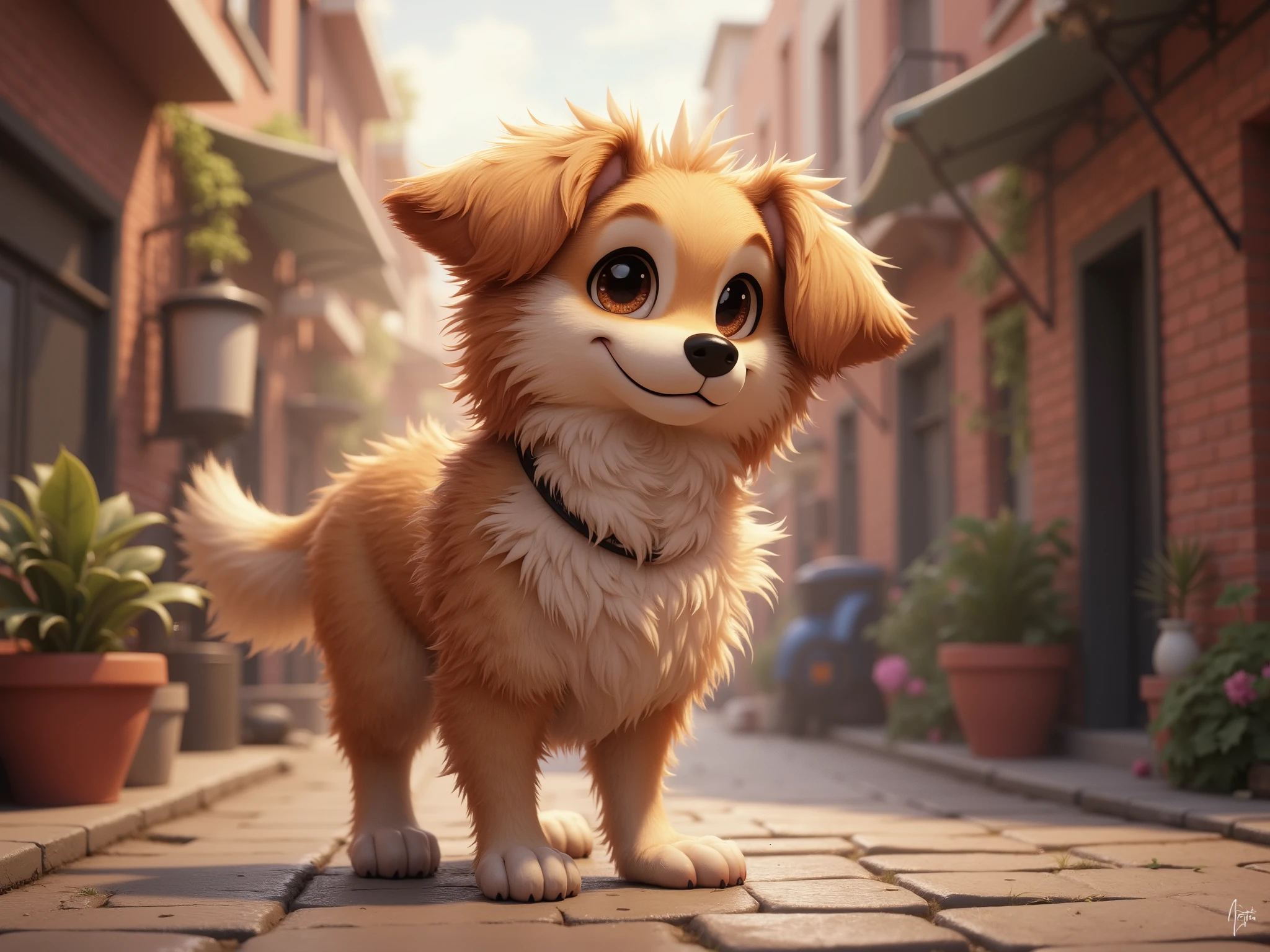 Create a friendly stray dog