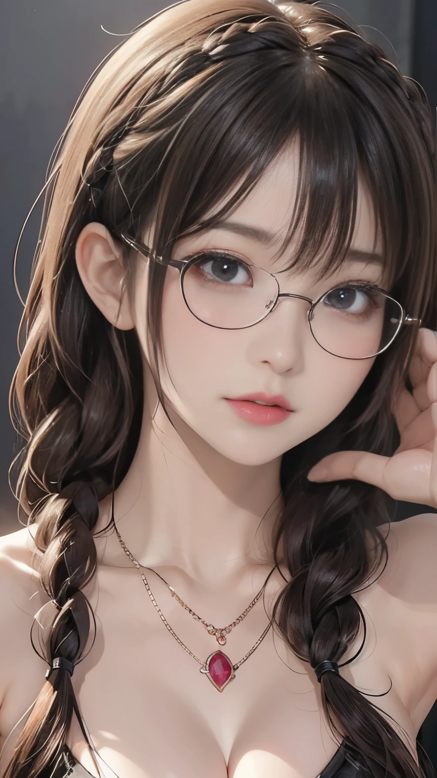 masterpiece, best quality, 1girl, solo, TwilightHuman, ponytail, purple hair fringes, dark purple eyes, glasses, pale skin, medium breasts, scrawny, bookworm, topless, wild curly black hair, curly hair, long hair, wild hair, hazel eyes, cinematic natural light, organic dust particles in the light, sensual, 4k, look at camera, highly detailed face, close-up of face, wearing a skin tight swimsuit, masterpiece, intricate ink  line art, realistic art, 4k
