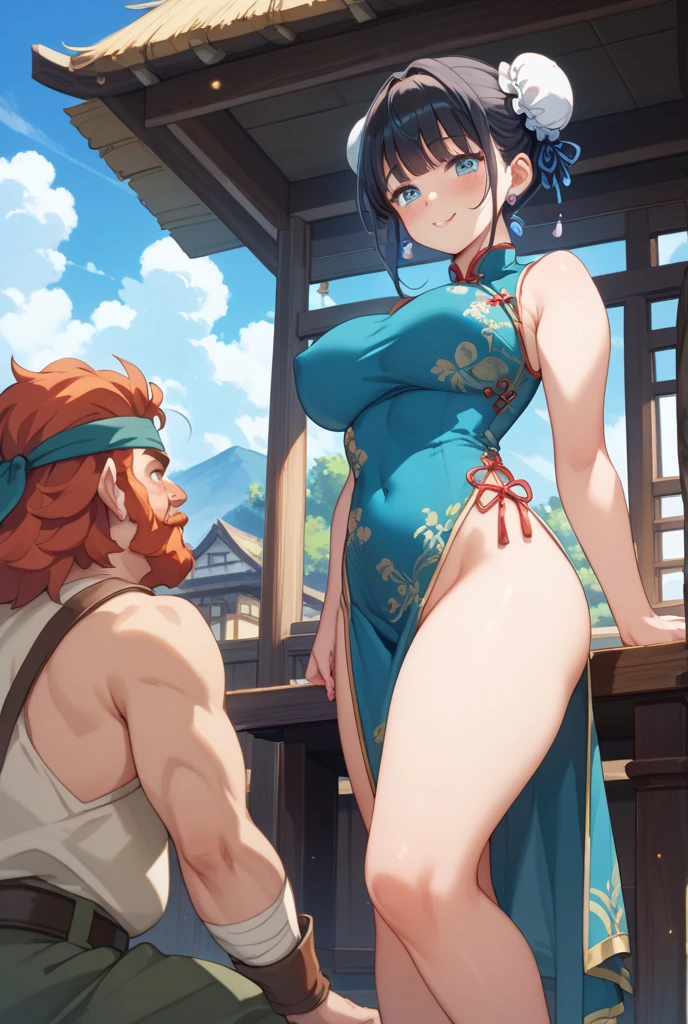 score_9, score_8_up, score_7_up, masterpiece, best quality, uncensored, rating_explicit, official art, BREAK source_anime, maam, china dress, torn clothes, curvy, large breasts, thighs, onarmor, bound to large ape, huge testicles, fanny packing, meat shield, breasts grab, hand milking, rope bondage, armpits, cum inside, orgasm crying,