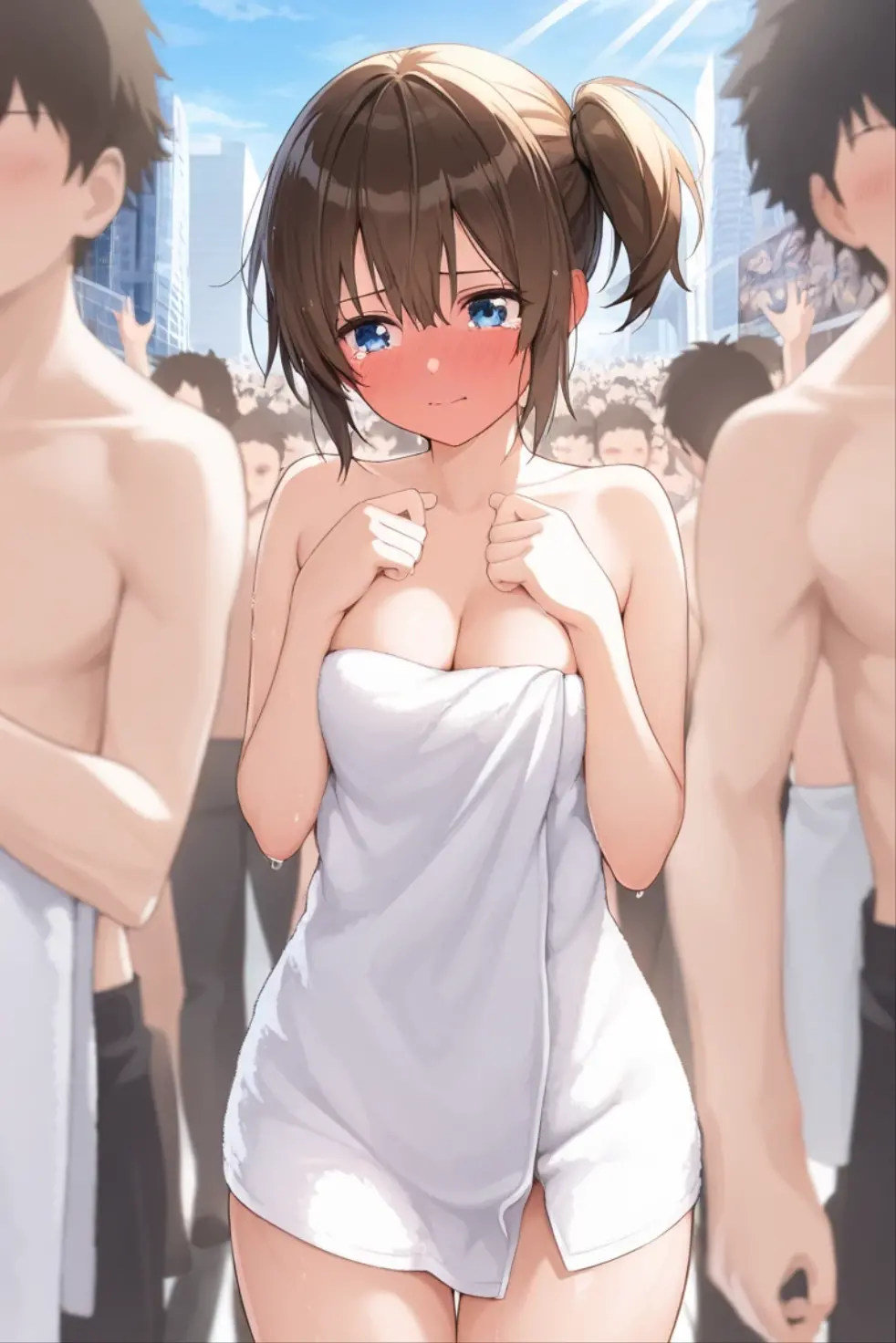 masterpiece,Highest quality,Super quality,Women's Volleyball Club,Dark hair color,Beautiful breasts,Nipples,pubic hair,Simple,Completely naked,Detailed face,Natural lighting,smile,She shows off her naked body to support the boys' basketball team.,locker room,JK