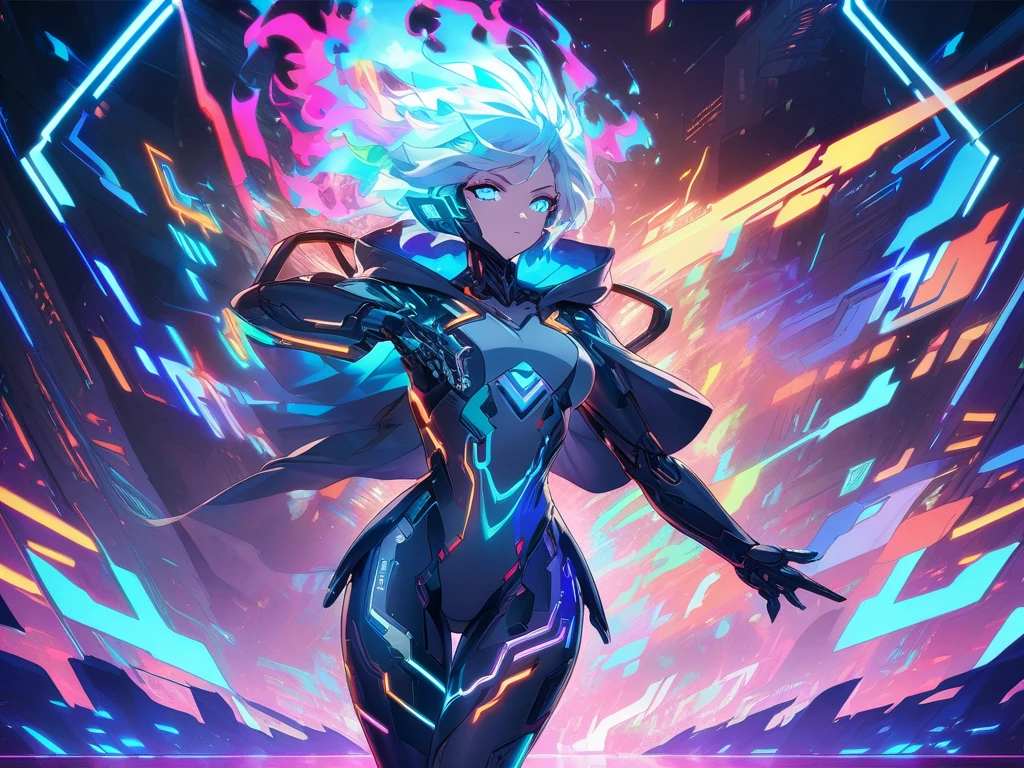 humanoid figure creating a universe in between its hands, epic scenemy, magical enviroment, space background