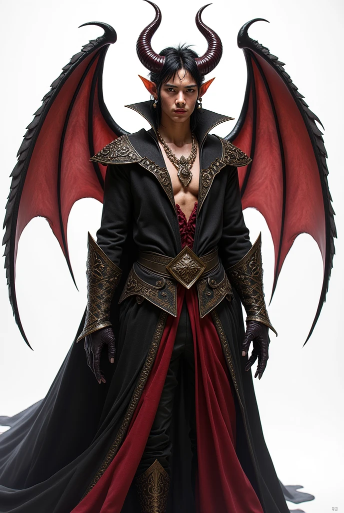 A male red tiefling wearing a red dragon costume in front of a costume contest
