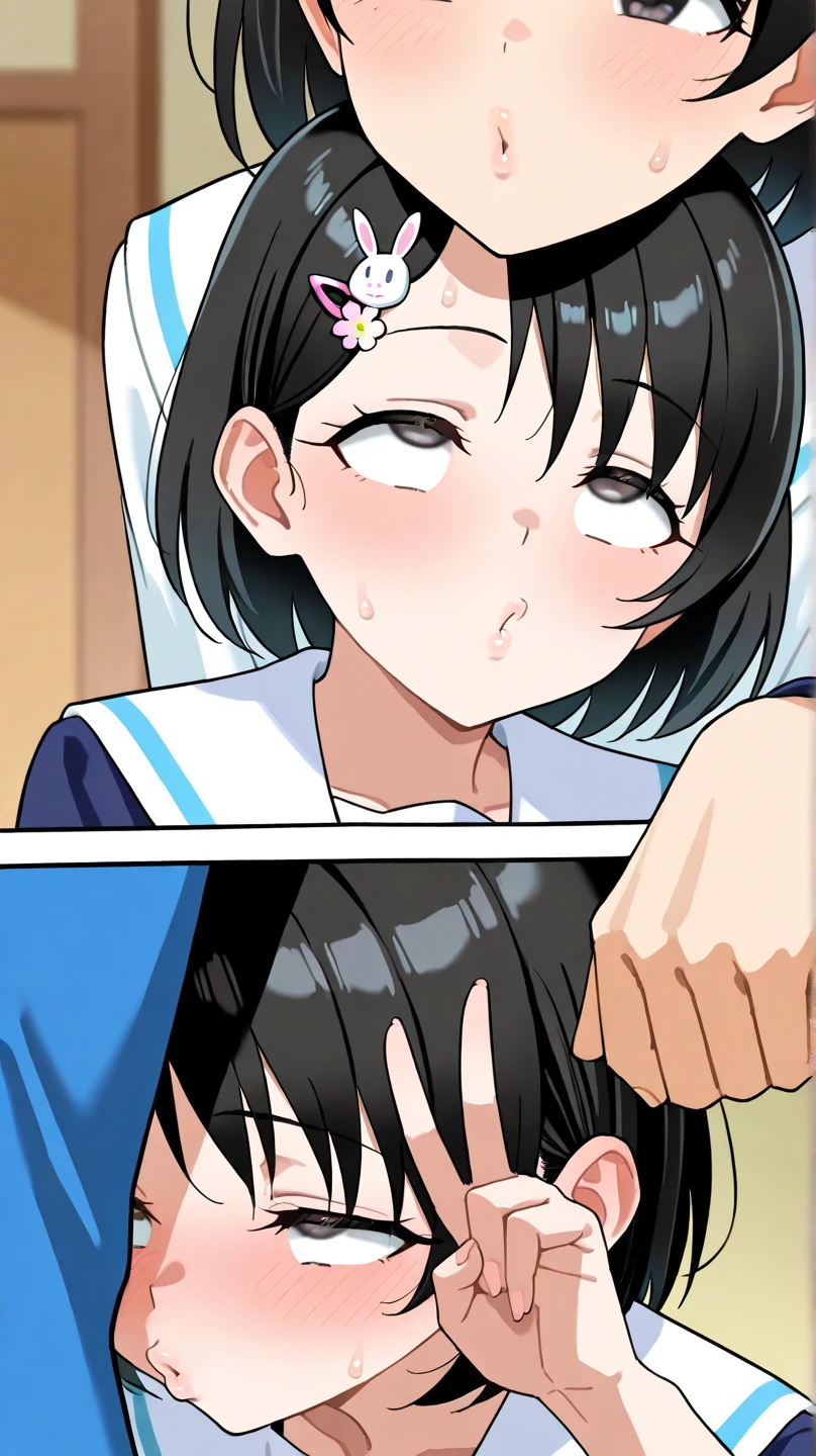 NSFW, masterpiece, best quality, absurdres, 8K, Photorealism: 1.4, RAW Photos: 1.2,
an extremely delicate and beautiful, finely detail, official art, ultra-detailed, extremely detailed,
BREAK
pov, spitroast, (((top-down bottom-up))),
hetero, vulgarity, beautiful, lewdness,
(mmf threesome), multiple boys, multiple penises,
(((2 very fat man))), doggystyle, sex, facial, fellatio, group sex,
(intense sex:1.5), (cum out:1.2),
1girl, (((school uniform))), Skirts don't come off,all fours, licking penis, oral,(Facial),
cute face, brown eyes, black hair, ((twintails)),Hair pulling,Hair pulled back,
(small breasts), ((slender girl)),(((sweat))), steam, love juice,
((ecstasy)), (embarrassed:1.5, blush),
orgasm face, O-face, ((closed eyes:1.3)),
extremely detailed face and eyes, extremely detailed hair, perfect female figure,
on bed, spot lighting, soft clean focus, (((Overall picture))),(from side),
(((motion line:1.5, line:1.4))),