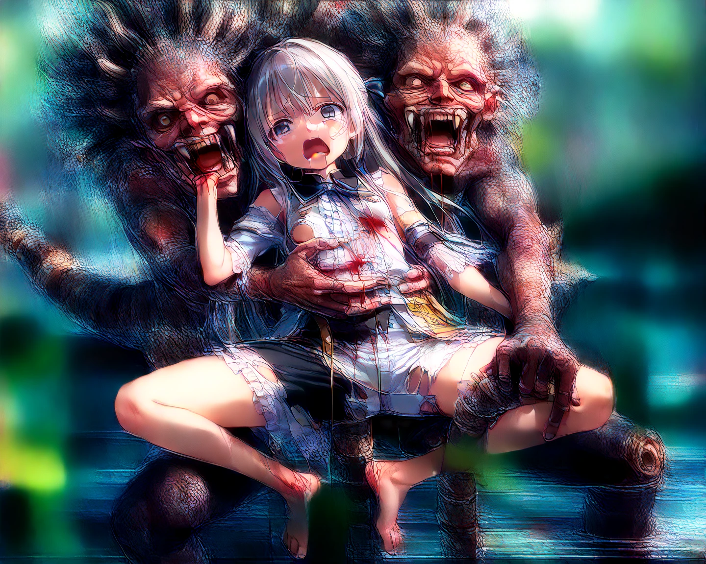 可愛いbaby,(A look of despair),(Are crying),(The place is a forest),(((infant))),(),(((baby))),(((bukkake))),((toddler)),((Nude)),goblin gangbang,ped,