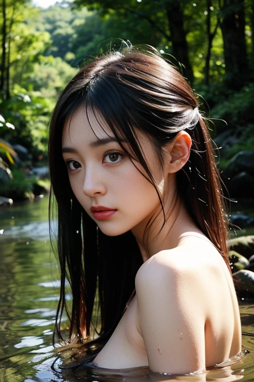 ((((nude)))),One girl, Long black hair, Uniform, shy, blush, Wet, rain, transparent, (masterpiece, Highest quality), Soft Light, Structure of the film, Cinematic Light