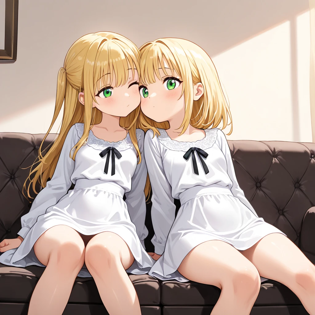 masterpiece, Highest quality, so beautiful, absurdes,High resolution,One girl, (((One littleboy))),Cuddling in bed, like,sexly,Look at each one, blush,Age difference,bow tie,bionde,chest,pleated skirt,Tucked in shirt,Tent shirt,just good,NSFW,((Boys smaller than girls,Boy is smaller than women)),((sex,physique difference,Sex Education,NSFW)),female masturbation,ecstasy