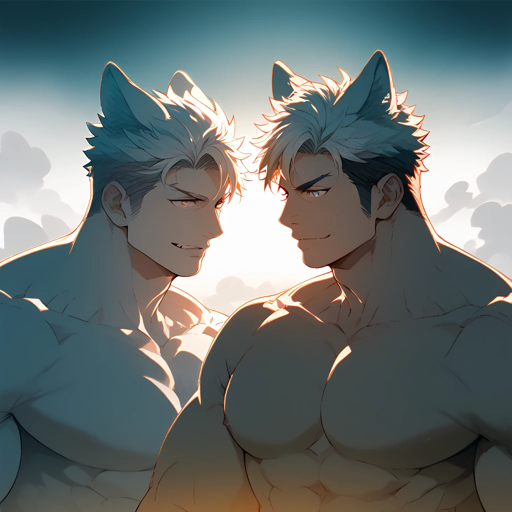 Strong males,musculature,dog ears,Semen,nakeness
