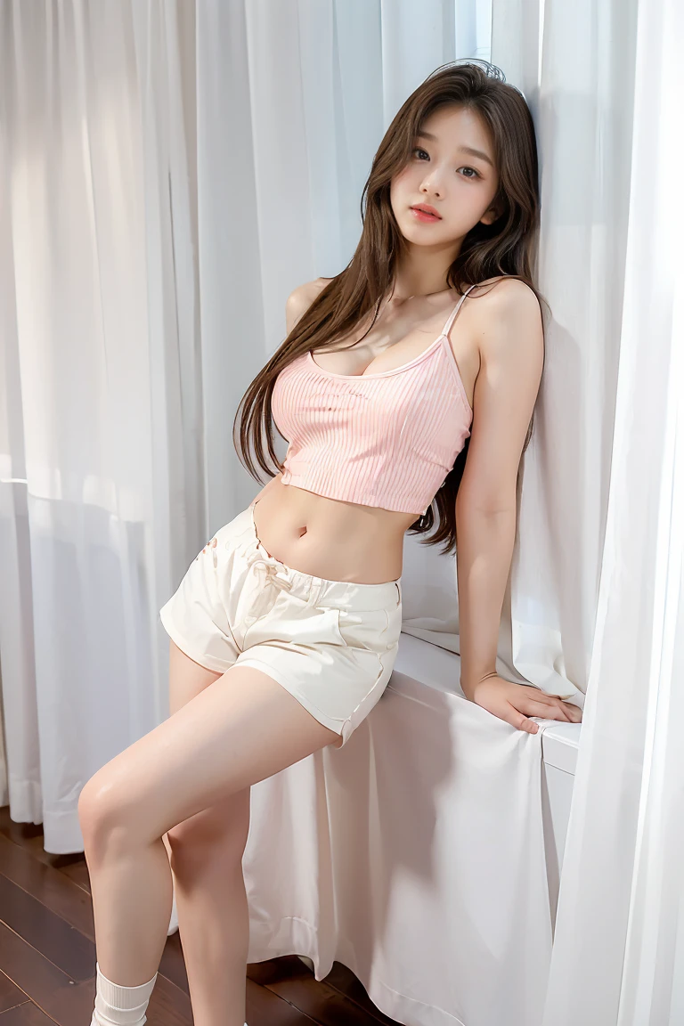 Arafed woman with skirt posing on a set of stairs, con White skirt, white skirt and barechest, White skirt, MiniWhite skirt, tight suit, Wear a sexy cropped top, Wear crop top and miniskirt, grey skirt, Fitted garment, Wear simple, tight clothing, Ava Max, her belly button is exposed, blonde goddess