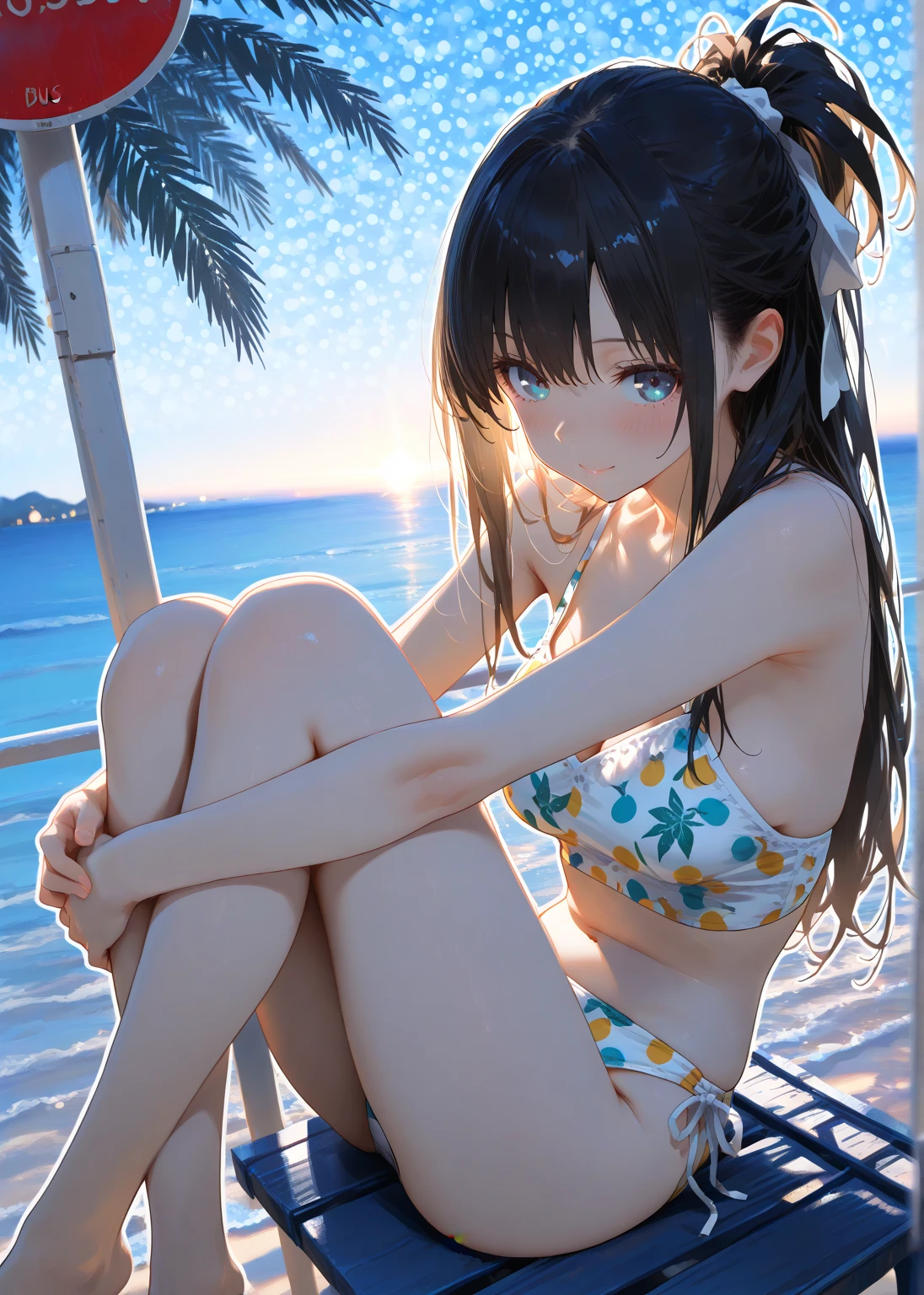 High-fork swimsuit leaky navel