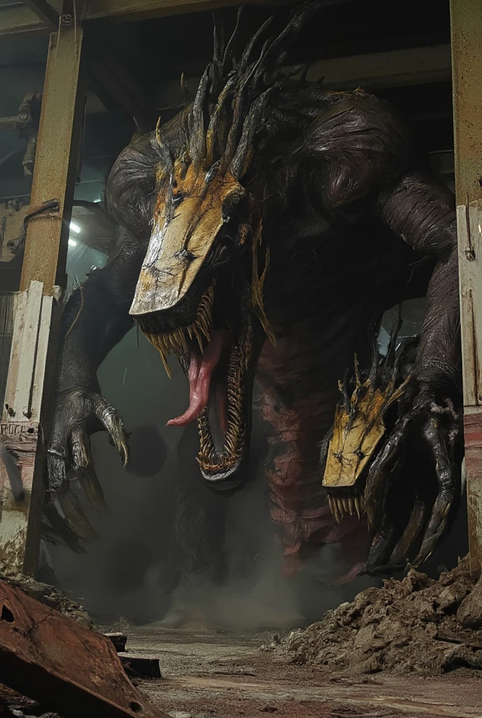 hyper realistic and highly detailed, an otherworldly horror japanese monster creature, half body portrait, cinematic, movie still, captured in the style of Sony Alpha A7 III camera, working at American diner