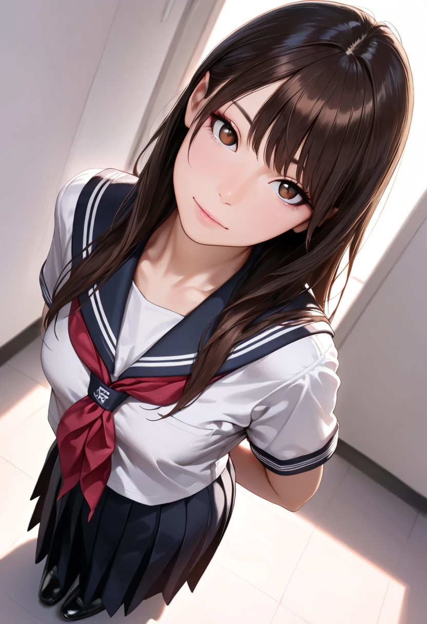 nsfw, ((being hit by pouring rain, getting soaked, wet hair, wet skin, wet and see-through clothes, high school girl in sailor uniform)),(selfie shot:2), (Close Up: chest:1.5),(from above:1.5),(flat chest:1.3), cloudy day, Top quality, 1 beautiful Japanese woman, teen,high school student,(18 years old),medium hair, (brown hair:1.2), Ultra-realistic capture, Highly detailed, High resolution 16k close-up of human skin. Skin texture must be natural, With such detail that pores can be finely identified. Skin should look healthy, In a uniform tone. Use natural light and color,