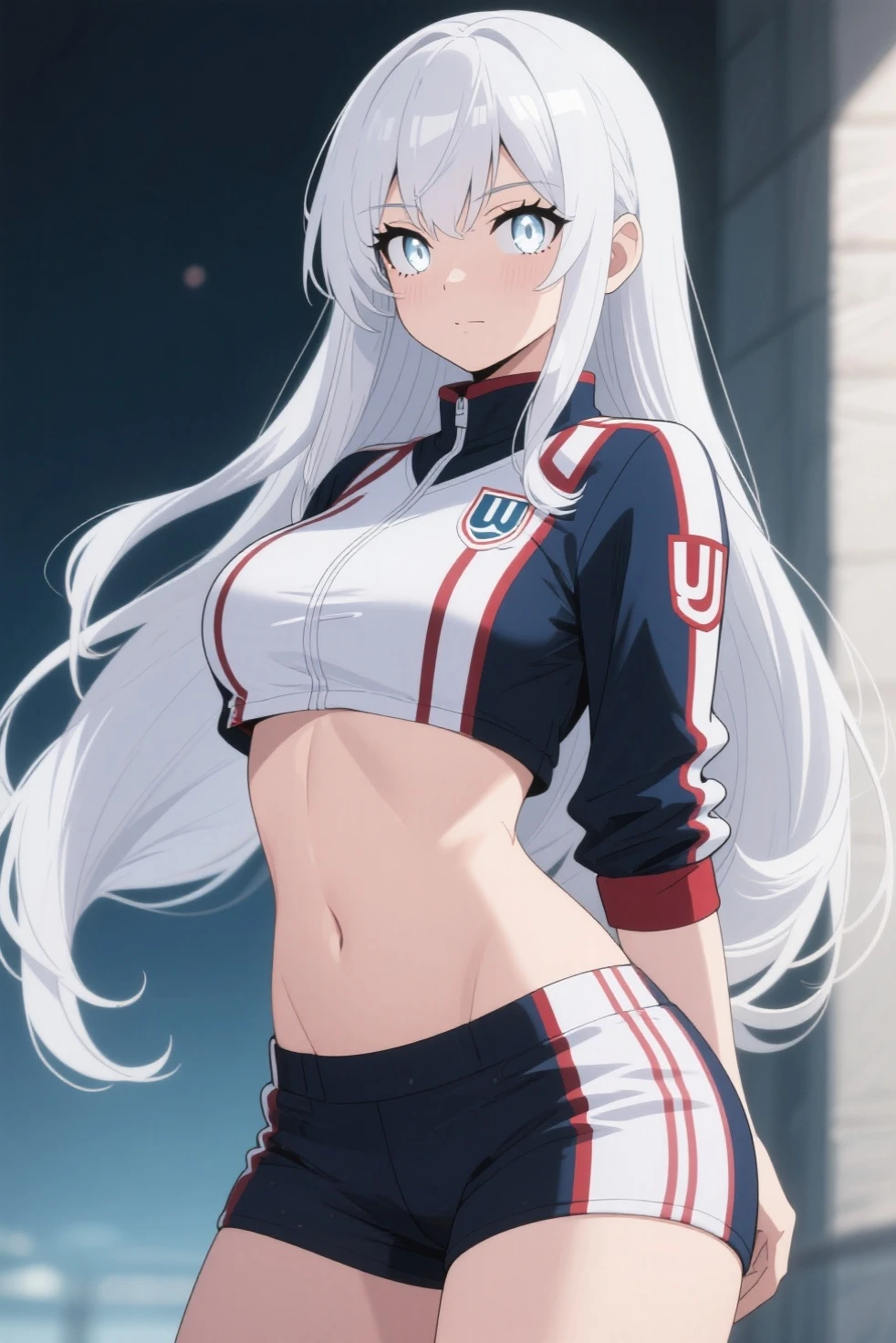 ((((masterece-piece、Highest quality、Long body、Split abs、Hair in the wind))))the sweat、(((Lustrous skin)))、((((Perfect Body、a large breast、Pose with emphasis on the chest、abdominal muscle)))))、(((Very marked camel toe)))、、(((((Black skin)))))、(((muscluar))).,((((darkskin)))),((Suntan-Skin)), suntanned、(((shyness)))、((((sport wear)))))、Blue eyes、a blond、Long、Realistic skin type、an anime girl、Detailed Digital Anime Art、seductive anime girls、Highly detailed art germ、a hyperrealistic schoolgirl、Ilyakukvshinov。4K、Smooth Anime CG Art、Ultra Realistic Woman、ig model |ArtGerm、Photorealistic anime girl rendering、digital anime art