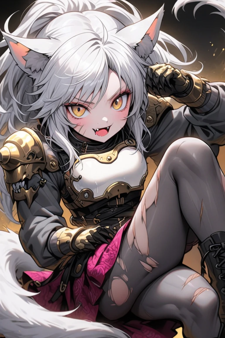 (1 girl :1.5) , in clothes like 2B, mechanized large steel arms, (furries: 1.8), yellow bright eyes, very detailed, perfect quality, fur at the hem of the skirt, (shepherd dog: 1.5)