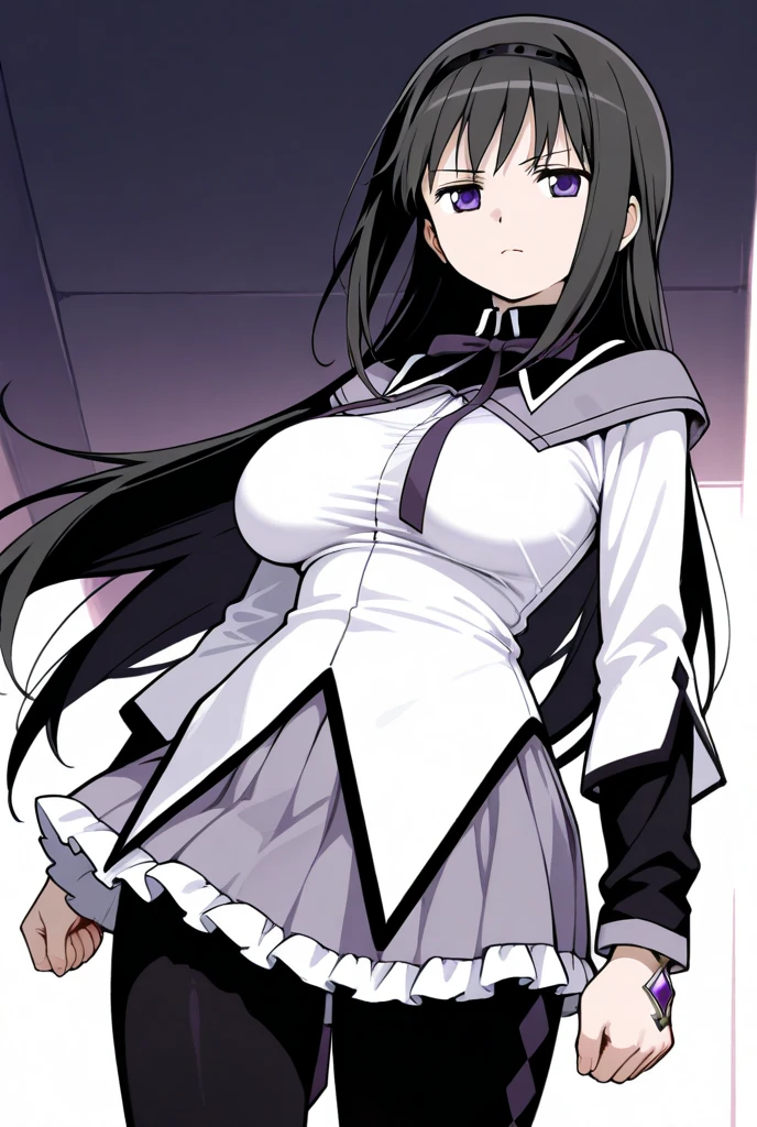 Ultra Real), (Illustration), (High Resolution), (8K), (Very Detailed), (Best Illustration), (Beautiful Detailed Eyes), (Best Quality), (Ultra Detailed), (Masterpiece) very big breasts, attractive legs, (busty), (perky) (huge ass) (bubble butt) human_feet, messy hair, black hair, (purple eyes:1.1), barefoot, 1girl, mole under eye, long, shirt, ribbon, , white shirt, black ribbon, neck ribbon, capelet, black capelet, long sleeves, skirt, red skirt, ringed eyes, siting legs outstretched