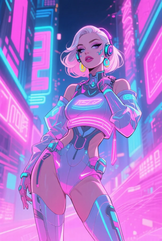 (best quality, masterpiece), 1girl, cyberpunk, neon, cloudy sky, (cartoon:1.5), sexy, thong,