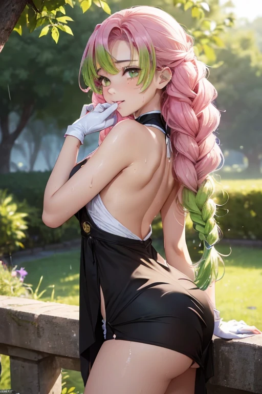 1 Girl, Medium Breasts, Half Orange Hair And Half Lime Green Hair, Split Hair Color, Two Hair Colors, Lime Green Eyes, Nice Eyes, Long Hair Style, Freckles, Nice Lips, Nice Nose, Pale White Skin, Smooth Skin, Uncaring, Sexy, Bitch, White Dress, Bending over to show ass, Ass POV
