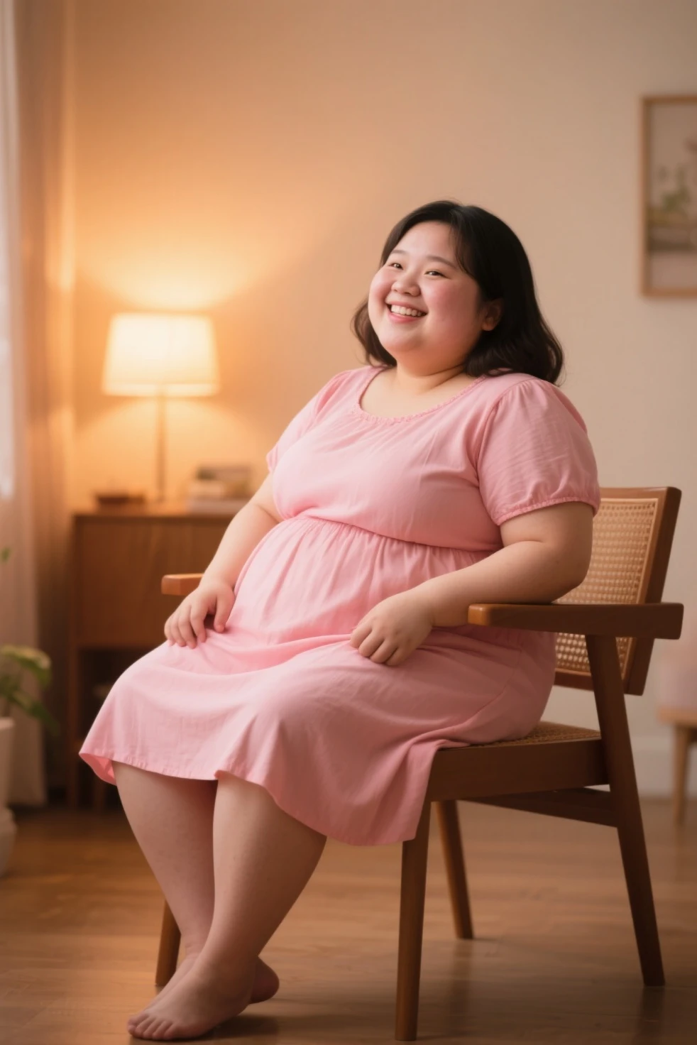drunk and drunk, (Full body shot), Highest quality, Soft Light, Ultra-high resolution, (Realistic:1.4), RAW Photos, Japanese Mature, alone, Are fat, the waist is thick, obesity, cute, (A shy smile:0.5), (Brown eyes, Light in your eyes), (High resolution detail of human skin texture), (Short Bob)