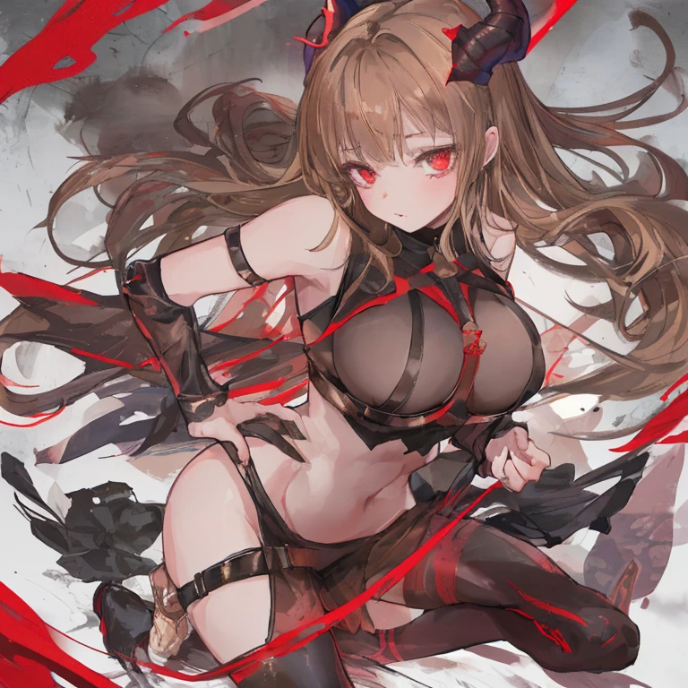 ((Highest quality)), ((masterpiece)), (detailed),Asuka Langley Soryu,Nipple piercing,tears,Bondage,High heels,Fishnet tights,Goblin Rider