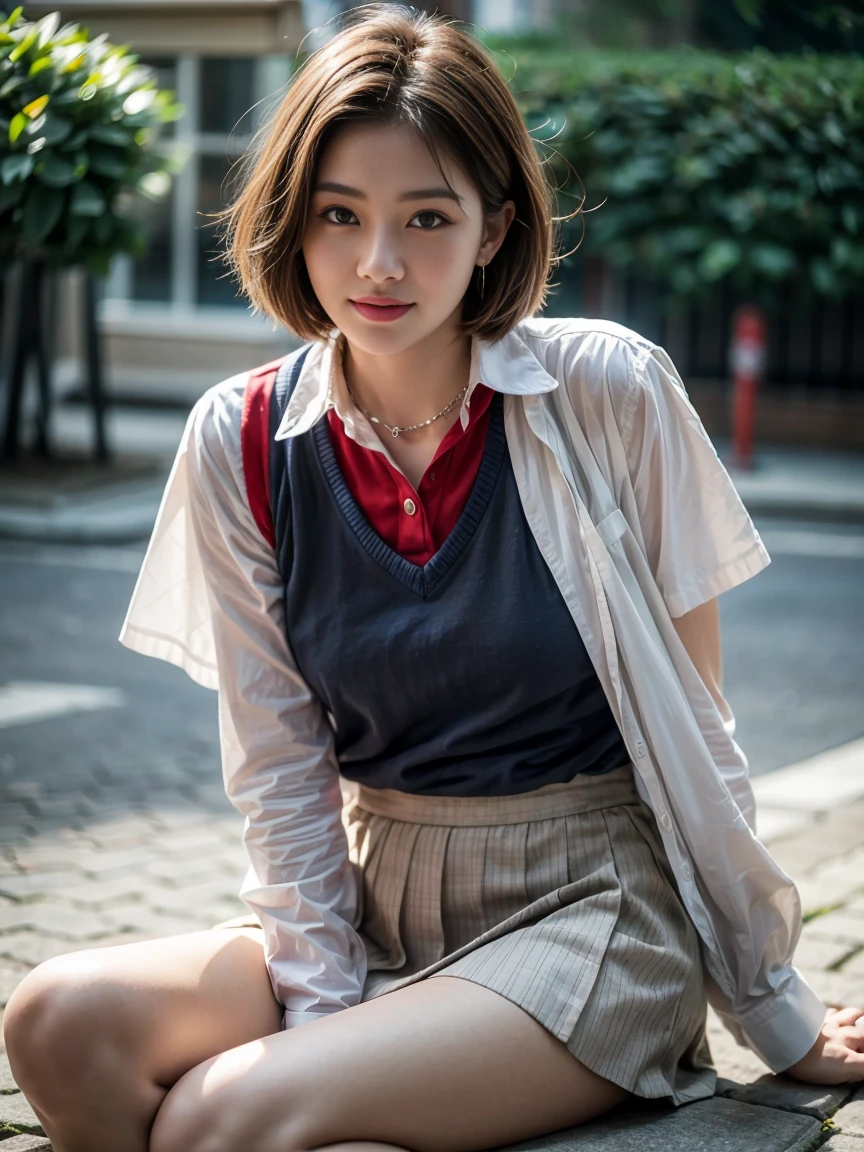 raw photo, 1girl, cute face, beautiful face, medium breast, collared blouse, White blouse, pussy, nipple, light smile, detailed skin, simple background, Above the knee, (skirt lift:1.2), skirt lift pov, panty pull, shirt lift up, bra lift up, constricted waist, shirt_lift, yoko shogenji, skirt_lift, marie, shiny skin, frontal face, wallpaper, photorealistic, depth of field, masterpiece, best quality, anatomically correct, super detail, textured skin, accurate