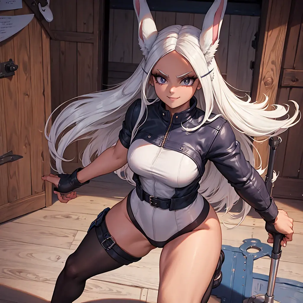 [best quality, shaded, extreme detail, very detailed, ultra detailed, complex, realistic], wolf woman, fur and fluffy hair, silver fur, fluffy tail, hand and foot in the shape of a wolf paw, wearing only a dress in fur, a pose on all fours, enjoys a wild expression, prehistoric cave decor,