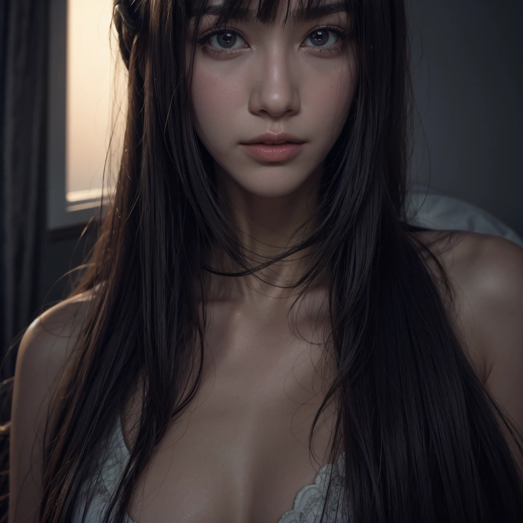 Best quality, masterpiece, ultra high res, (photorealistic:1.4), raw photo, 1girl, in the dark, deep shadow, low key, cold light