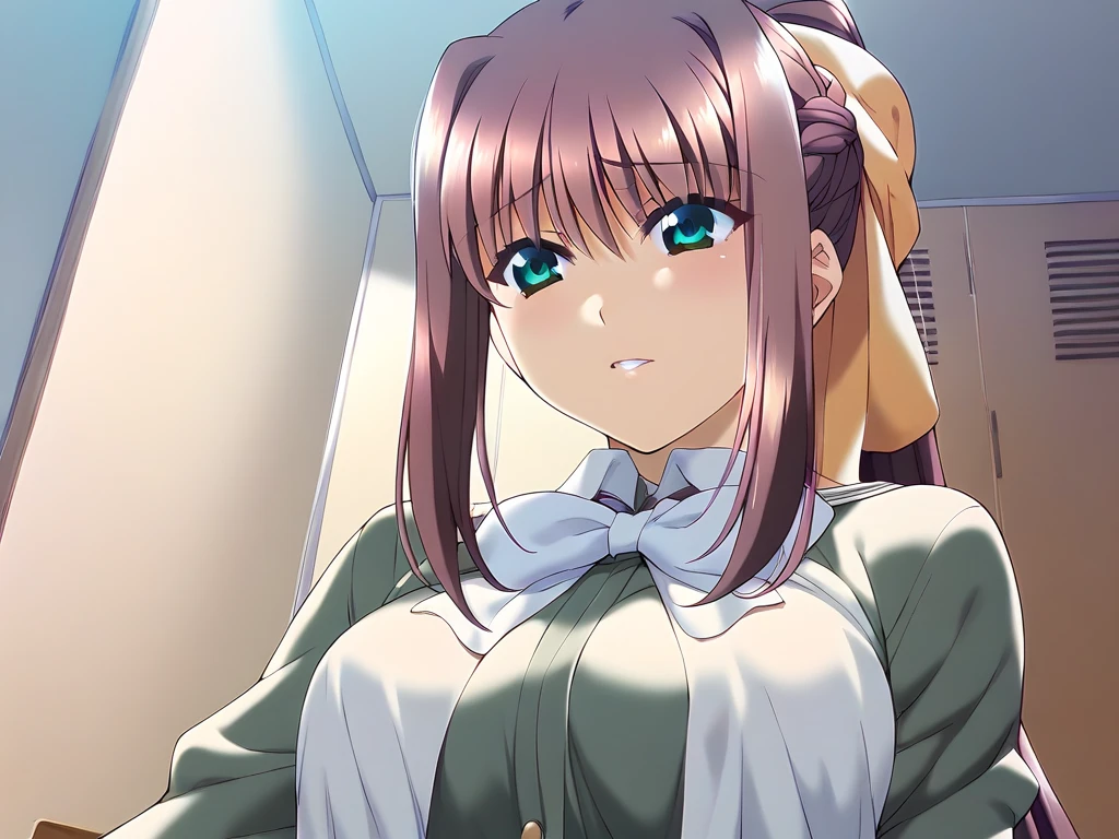 Ayumumo, One girl, alone, hair band, Big Breasts、A man touches his chest from behind、Crying face、Being molested on the train