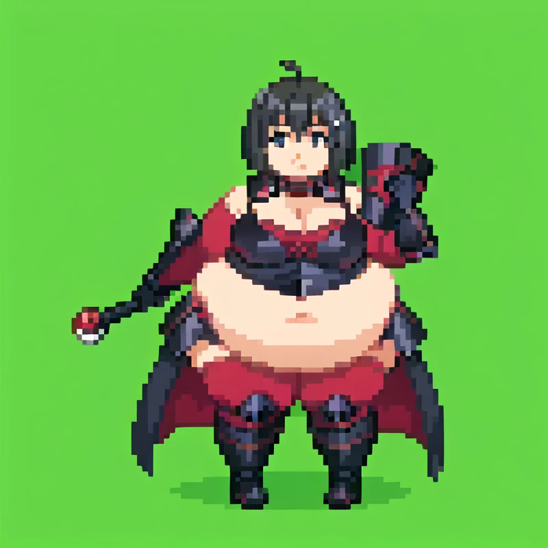 (girl), (solo), black hair, (huge tits:1.0), (red mage book), (topless nipples:1.1)