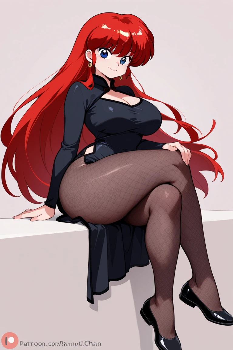Parasoul, mature woman, long legs,sexy ,exaggeratedly short dress ,long sleeves, ultra black dress ,semi-exposed thighs ,(hips:3,9)