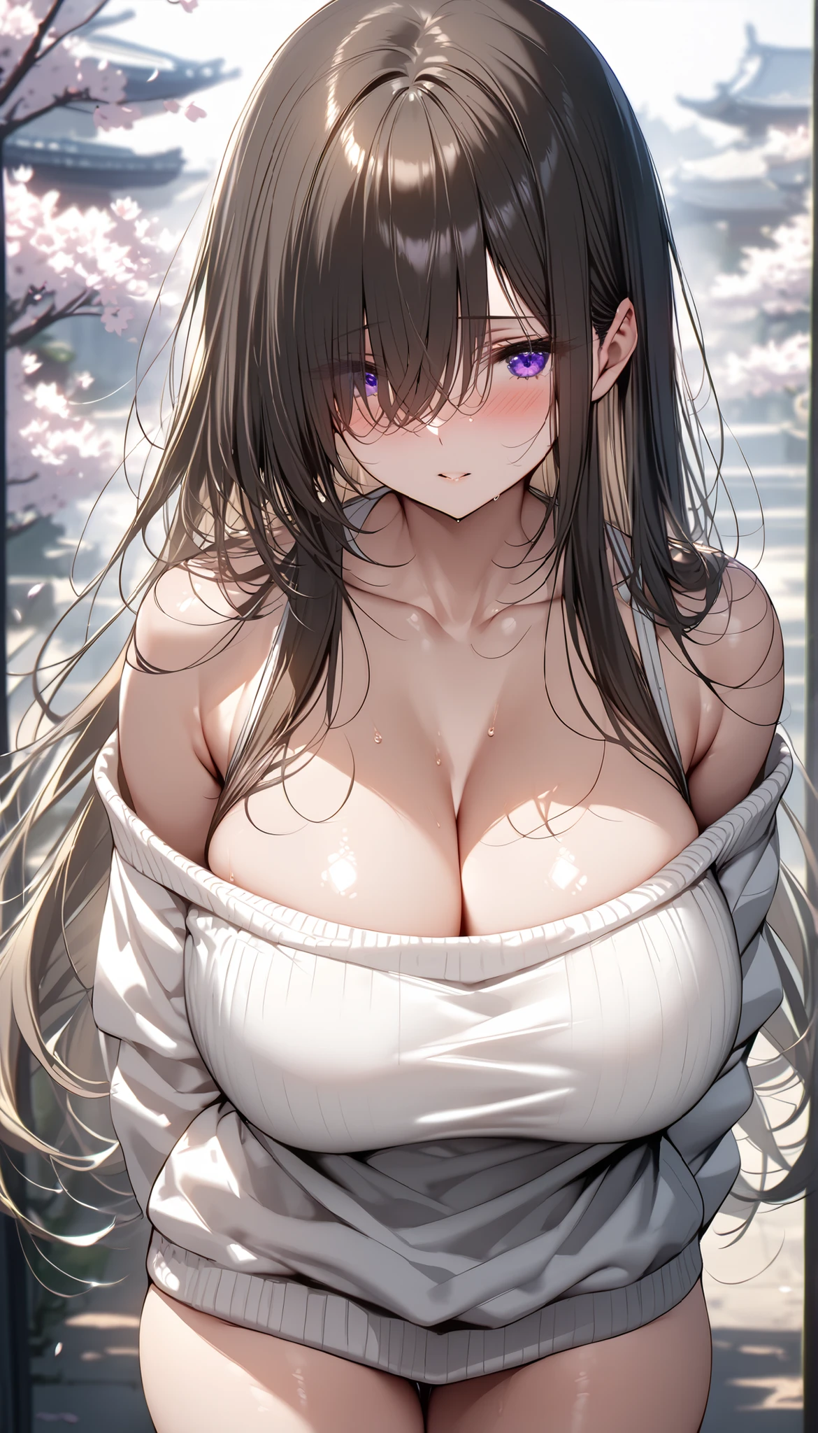 masterpiece, ultra quality, Beautiful detailed, extremely detailed,16K, exquisite, highres, Beautiful background, Beautiful eye, Beautiful skin, anime style, (Saeko is approaching the viewers.), Saeko, 28 years old, 1 girl, alone,Beautiful woman with big exposed shaking Large areola Erect nipples exposed Pussy Completely naked Super huge boobs Breast milk dripping from the nipples