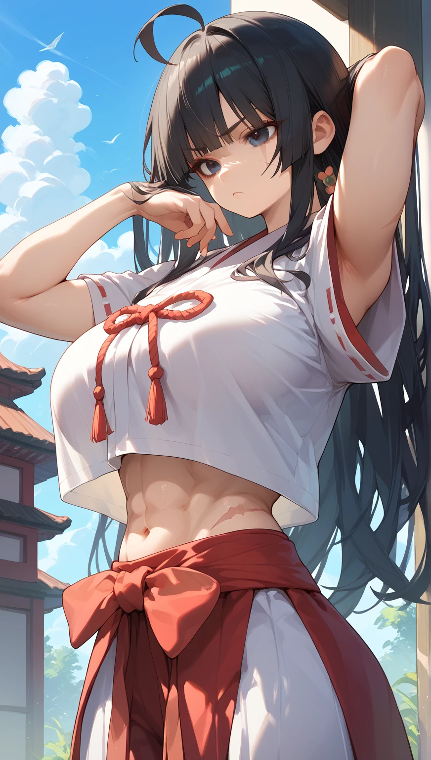 One girl,full bodyesbian, torn cloth,  Spread legs, hand behind head, Underarms, 浴室, Frozen,Long hair,Heart-shaped pupils, Torn clothes, torn legwear, 裸露的女生，upper legs,Pathetic, cum on bodyl，统一 8k 壁纸，ultra - detailed，Beauty and aesthetics，tmasterpiece，best qualtiy，（zentangle，Tangled，entangle），（s fractal art：1.4），1girll，Black color hair，chineseidol，cropped shoulders，short  skirt，small thighs，（Ribbons：1.3），（dream magical：1.5），（Hanfu：1.5），(chinese deity),
