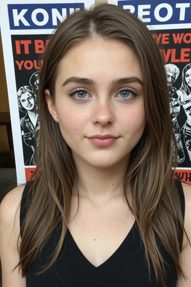 Create a cover that reflects a curvy writer girl with freckles and long wavy brown hair with onyx eyes and a singer-songwriter boy with wavy hair and muscular green eyes 