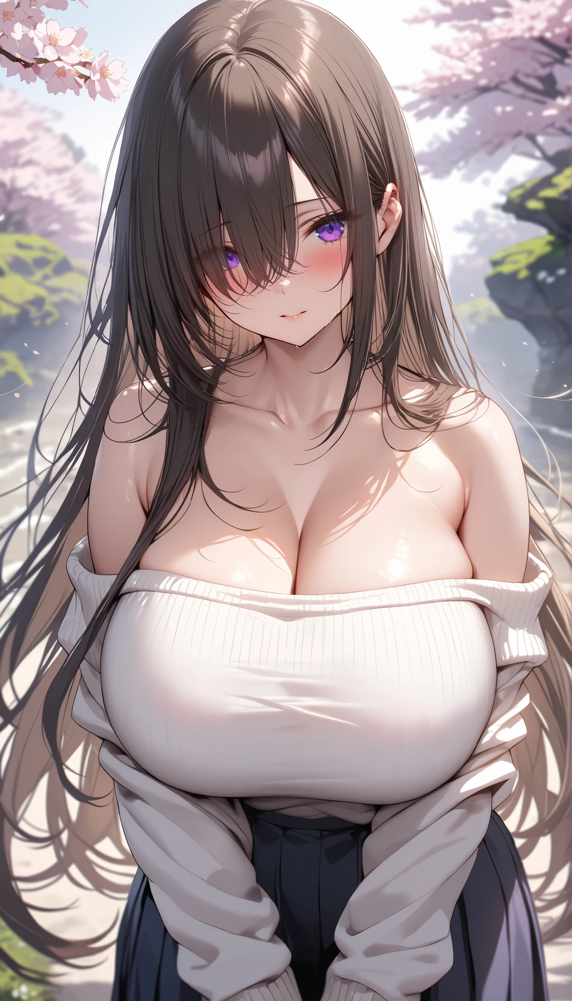 masterpiece, best quality, 1girl, long hair, looking at viewer, :3, cute, outdoors, streets, cowboy shot, large breasts, curvy, (((blue eyes))),  rias gremory, red hair, antenna hair,  wavy hair, ((beautiful detailed eyes, beautiful detailed glow, lots of glow)),