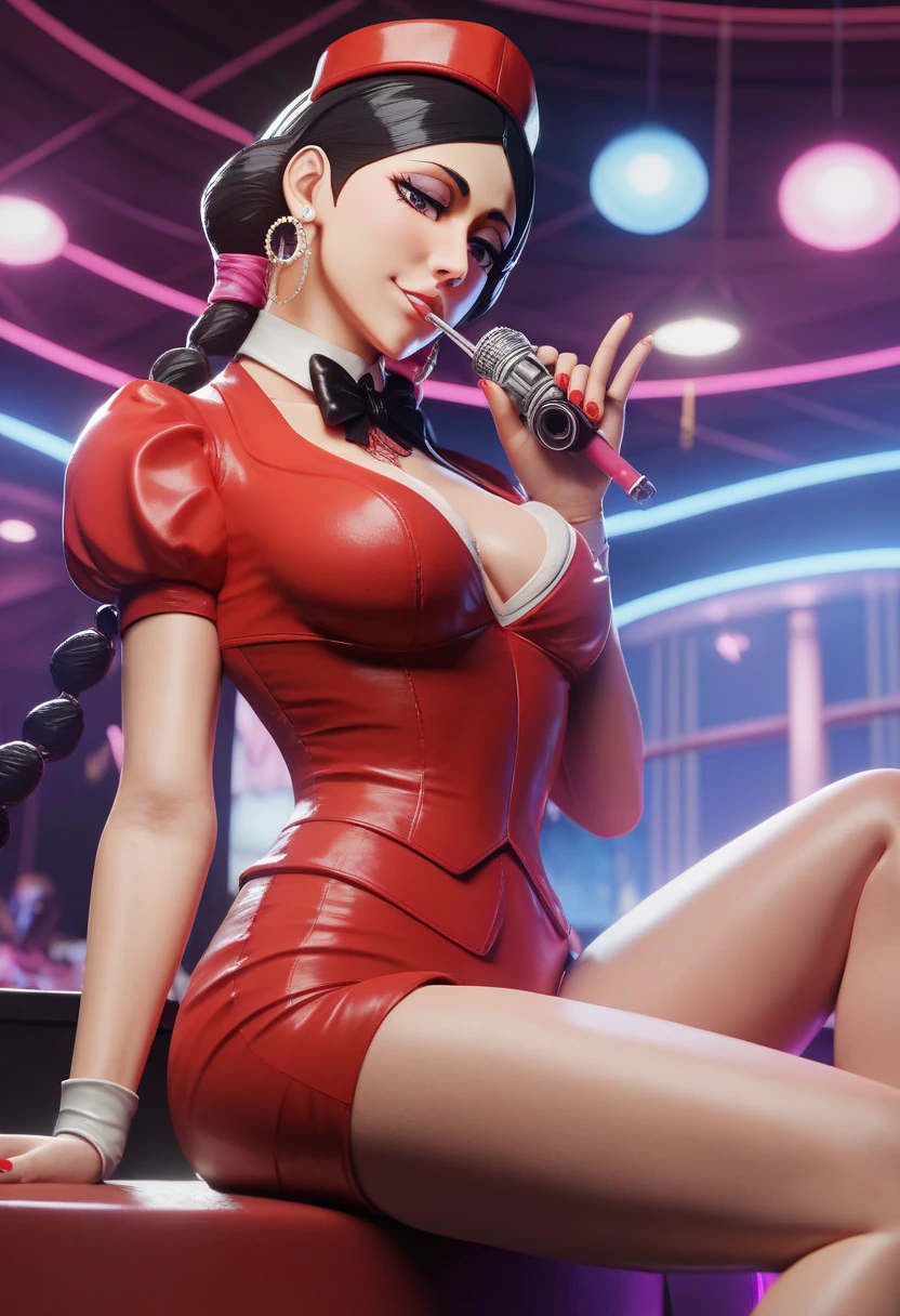 score_9, score_8_up, score_7_up, score_6_up, score_5_up, score_4_up, masterpiece, best quality, absurdres, BREAK; (hot Rey from starwars), (hazel eyes), beautiful eyes, curly hair, (stylish bob haircut), wide hips. Athletic body, large breasts, (perfect tight ass)1.2, eyelashes, perfect makeup; earrings, choker, silk micro-skirt, transparent red tank top, covered nipples, (white stockings)1.3, highleg thong cameltoe, wide hips, toned legs, ,(beautiful feet), (ass on side, straight legs together on side)1.2, , sitting on a table, assortment of dishes on the table; (night time, luxury palace, moonlight)