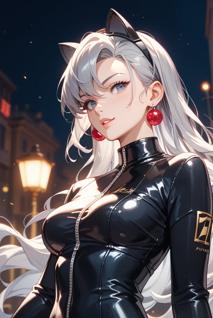 tmasterpiece，（tmasterpiece，top-quality，best qualityer），1girll， jewely，耳Nipple Ring，choker necklace，bangle， hoop earings， ， Long hair and long meat， Blonde hair，(Black color hair，Silvery-white hair，Maroon hair， solo， ssmile， looking at viewert， motorvehicle，The Car， Sports cars，groundvehicle， Sat down， exteriors， daysies， medium breasts，Open navel， ， floral patterns， grinning smile，collars，Laser cloth，(black leather bodysuit)， laser，holy rays，gold foil，Gold leaf art，glitter drawing，Correct anatomy，Detailed face, Detailed eyes，Chest exposed，(miami, night life), (abs), leopard print, glasses, labcoat