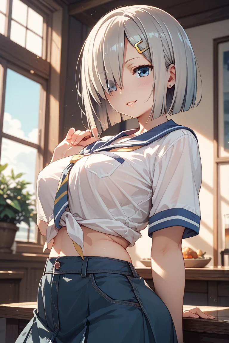 (masterpiece:1.2, top-quality), (realistic, photorealistic:1.4), beautiful illustration, (natural side lighting, movie lighting),
looking at viewer, upper body, (front view), 1 girl, japanese, 16 years old, perfect face, cute and symmetrical face, shiny skin, babyface,
(short hair:1.2, bob cut:1.2, silver hair), blue eyes, (large breasts:0.6, seductive thighs),
beautiful hair, beautiful face, beautiful detailed eyes, beautiful clavicle, beautiful body, beautiful chest, beautiful thigh, beautiful legs, beautiful fingers,
(blue PE uniform, blue buruma,),
(beautiful scenery), evening, sports hall, fist pump, (lovely smile, upper eyes),